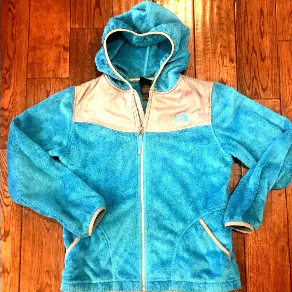 GIRLS FLEECE HOODED JACKET SIZE 18 NORTHFACE